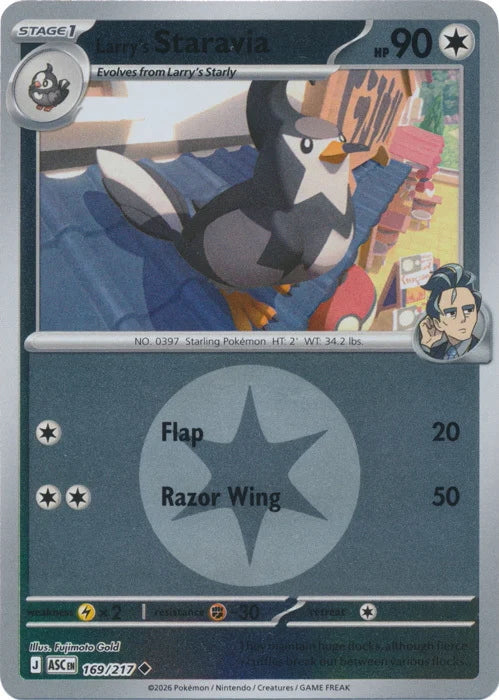 Ascended Heroes Larry’s Staravia #169/217 Reverse Holo
