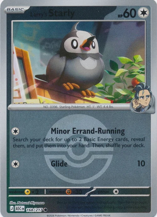 Ascended Heroes Larry’s Starly #168/217 Pokeball Reverse Holo