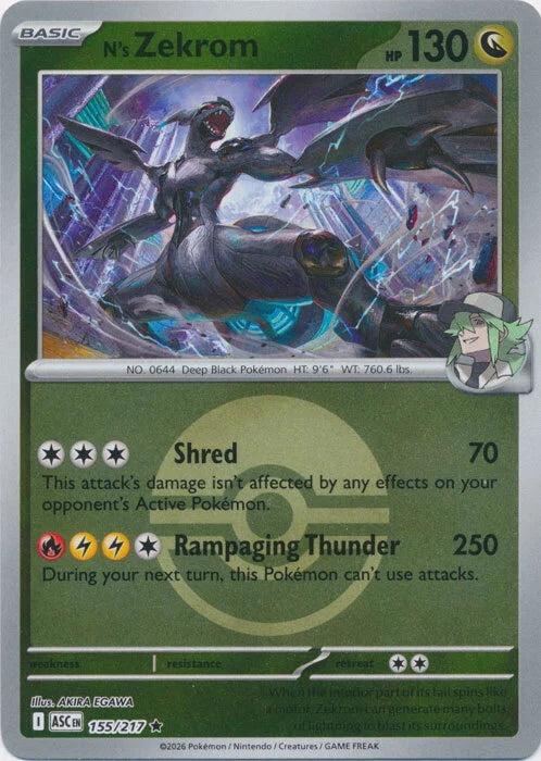 Ascended Heroes N’s Zekrom #155/217 Pokeball Reverse Holo