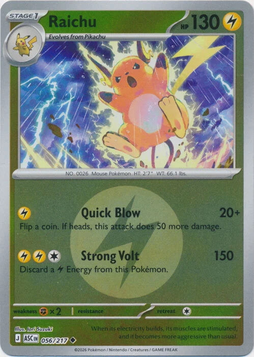 Ascended Heroes Raichu #056/217 Reverse Holo