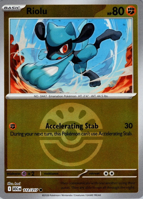 Ascended Heroes Riolu #112/217 Pokeball Reverse Holo