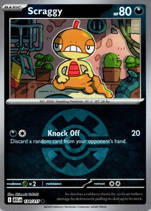 Ascended Heroes Scraggy #134/217 Pokeball Reverse Holo