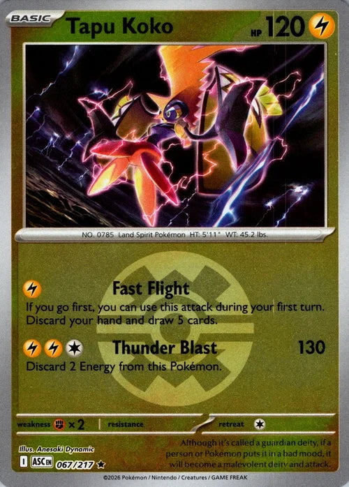 Ascended Heroes Tapu Koko #067/217 Pokeball Reverse Holo