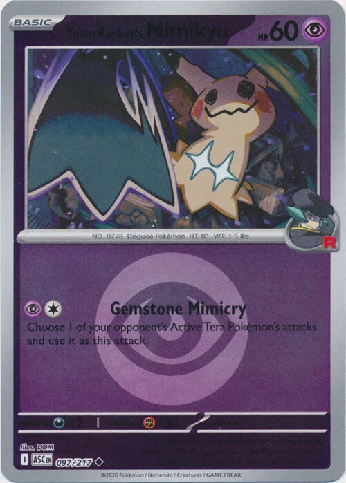 Ascended Heroes Team Rocket’s Mimikyu #097/217 Reverse Holo