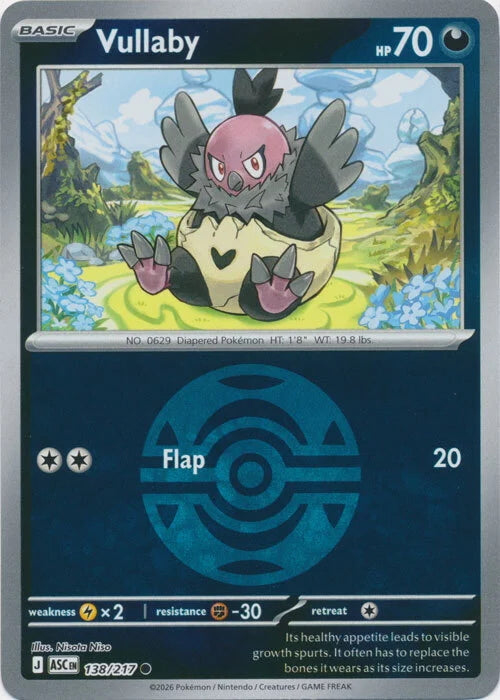 Ascended Heroes Vullaby #138/217 Pokeball Reverse Holo