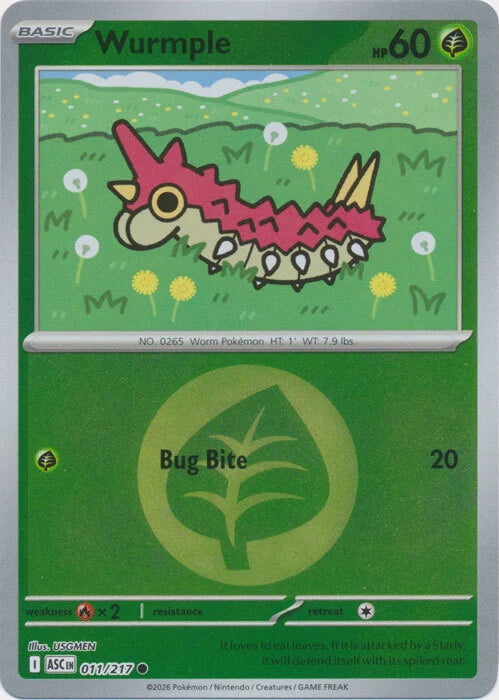 Ascended Heroes Wurmple #011/217 Reverse Holo