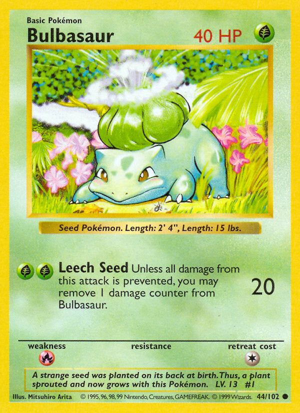 Base set Bulbasaur #44/102 shadowless