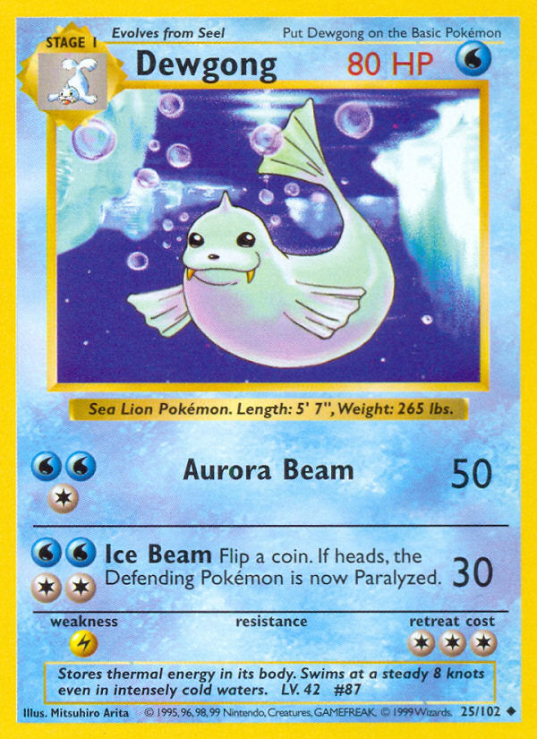 Base set Dewgong #25/102 shadowless