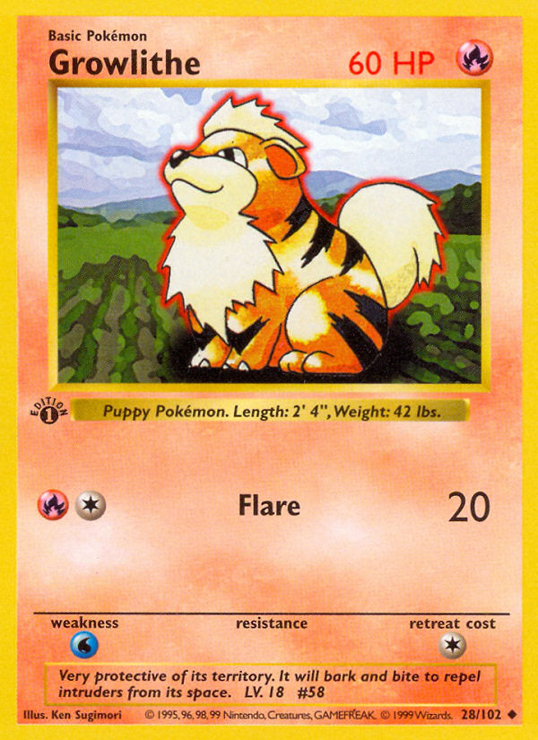 Base set Growlithe #28/102 first edition