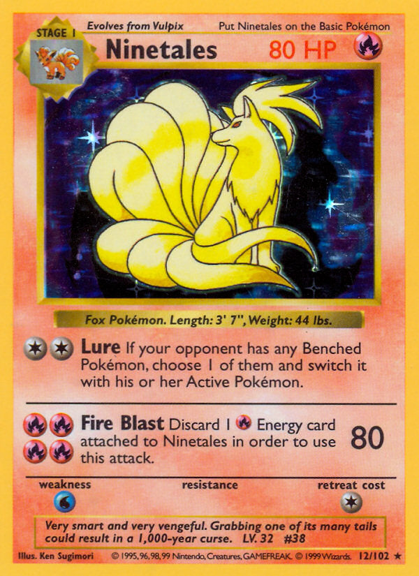 Base set Holo Ninetales #12/102 shadowless