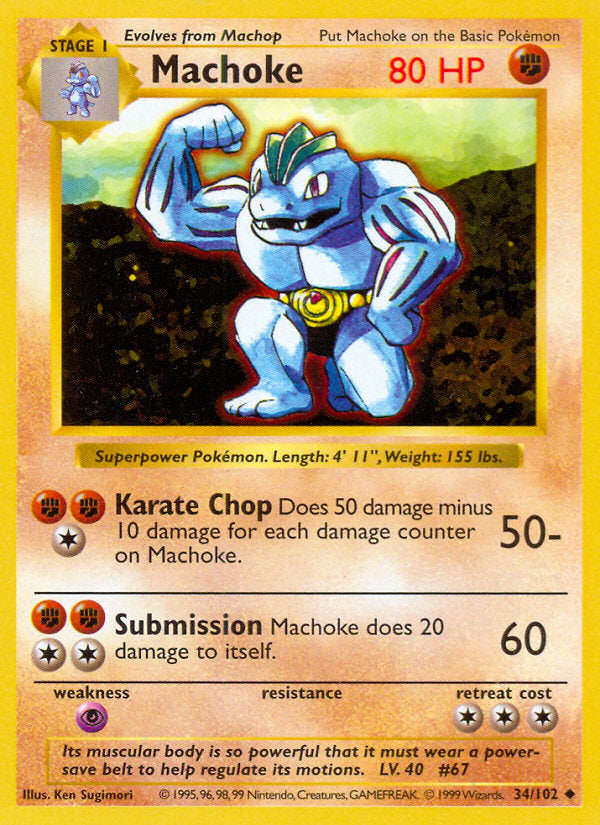 Base set Machoke #34/102 shadowless