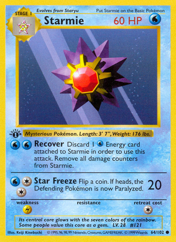 Base set Starmie #64/102 first edition