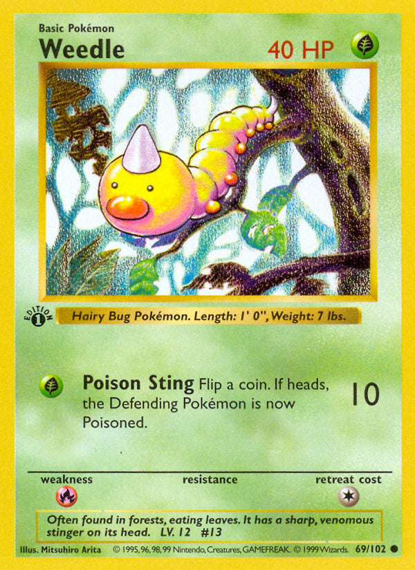 Base set Weedle #69/102 first edition