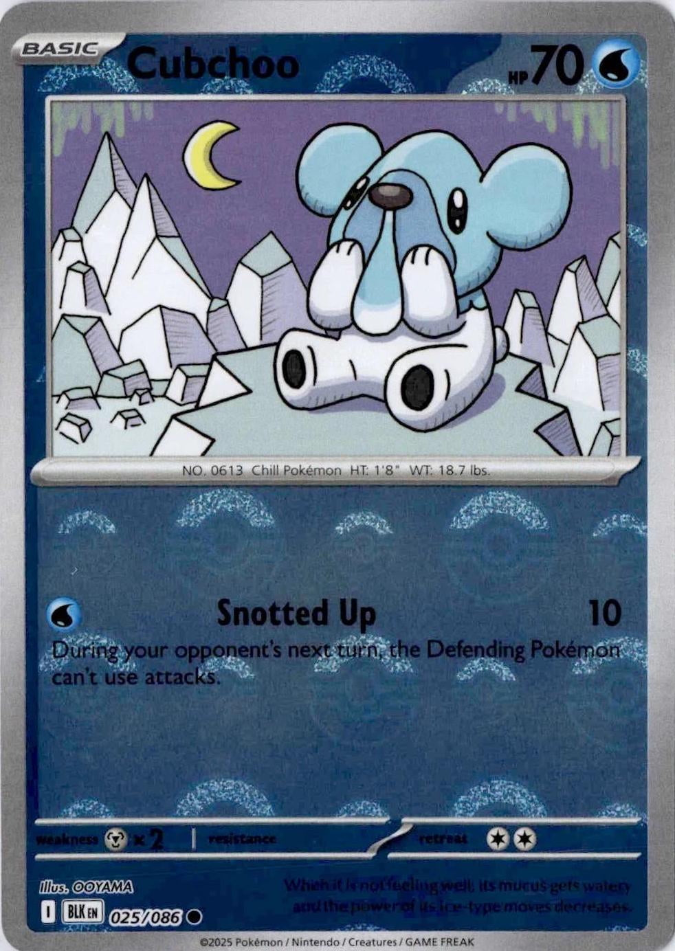 Black Bolt Cubchoo #25/86 Pokeball Holo