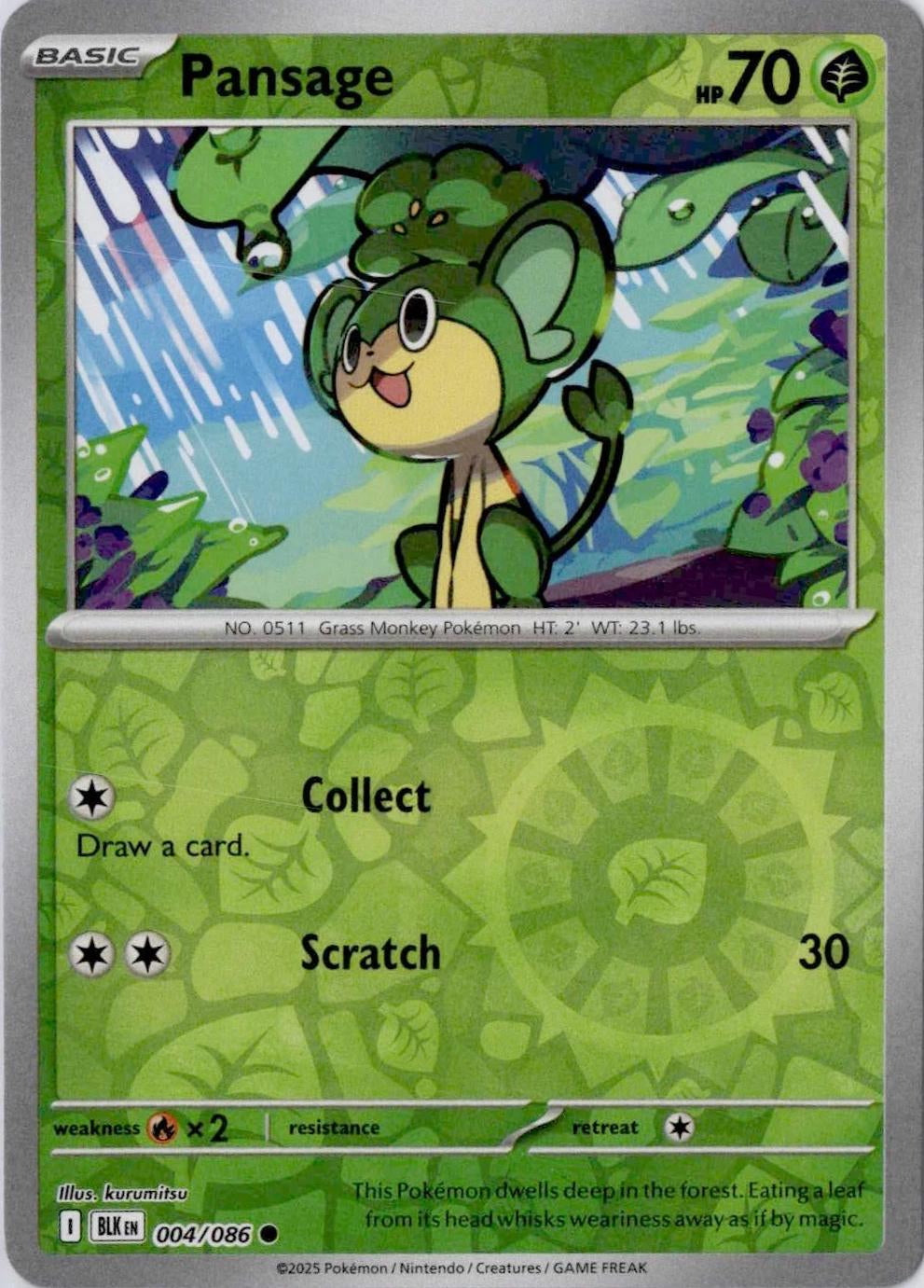 Black Bolt Pansage #4/86 reverse holo