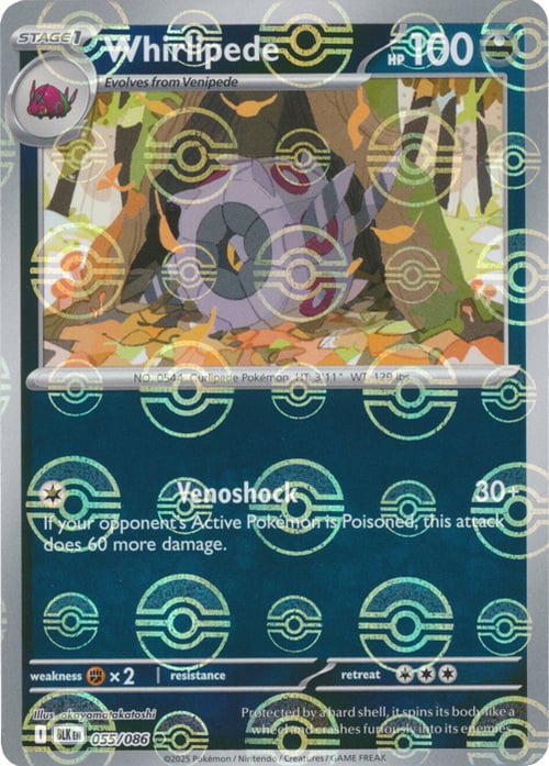 Black Bolt Whirlipede #55/86 Pokeball Holo