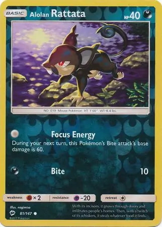 Burning Shadows Alolan Rattata #81/147 reverse holo