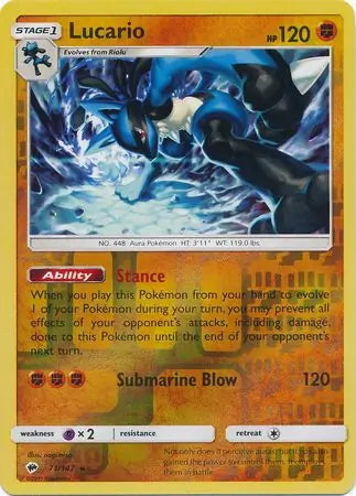 Burning Shadows Lucario #71/147 reverse holo