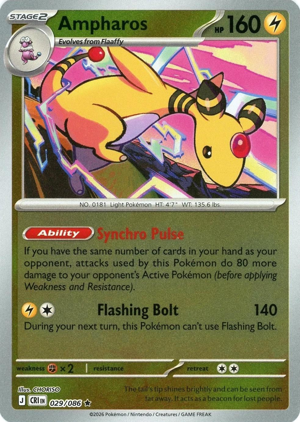 Chaos Rising Ampharos #029/86 reverse holo
