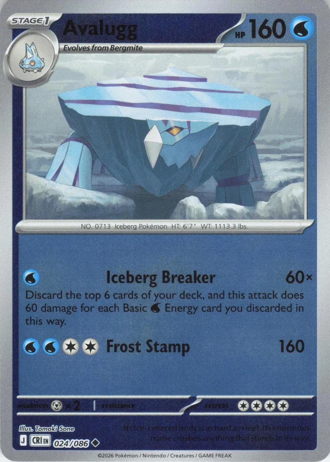 Chaos Rising Avalugg #024/86 reverse holo