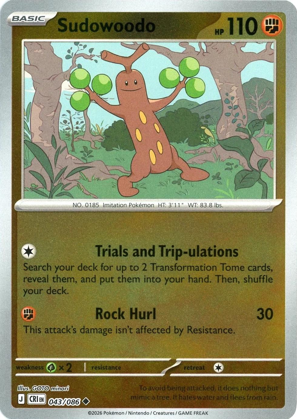 Chaos Rising Sudowoodo #043/86 reverse holo