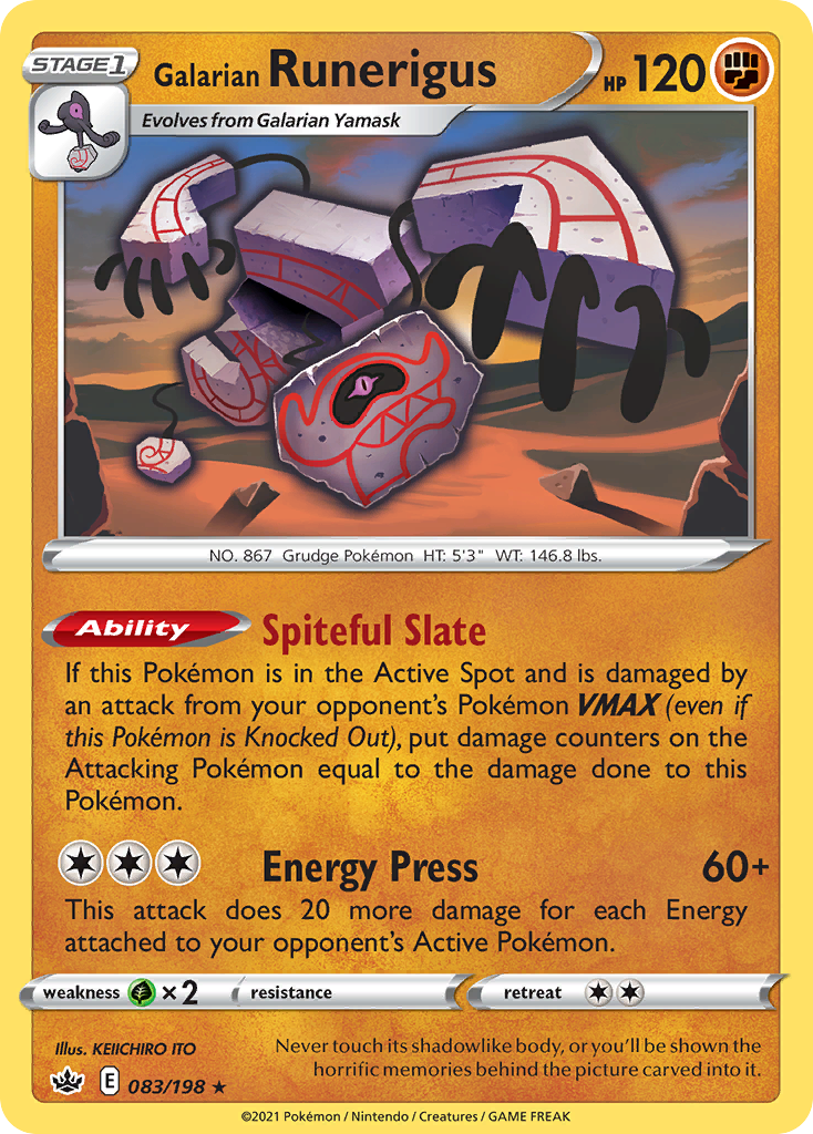 Chilling Reign Holo Galarian Runerigus #83/198
