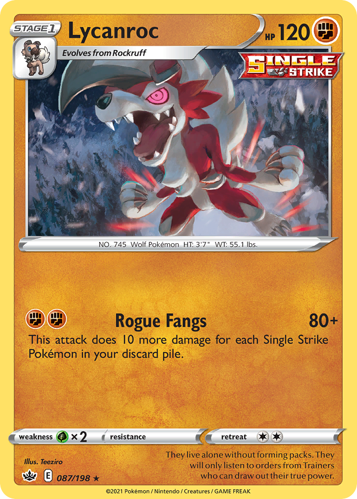 Chilling Reign Holo Lycanroc #87/198