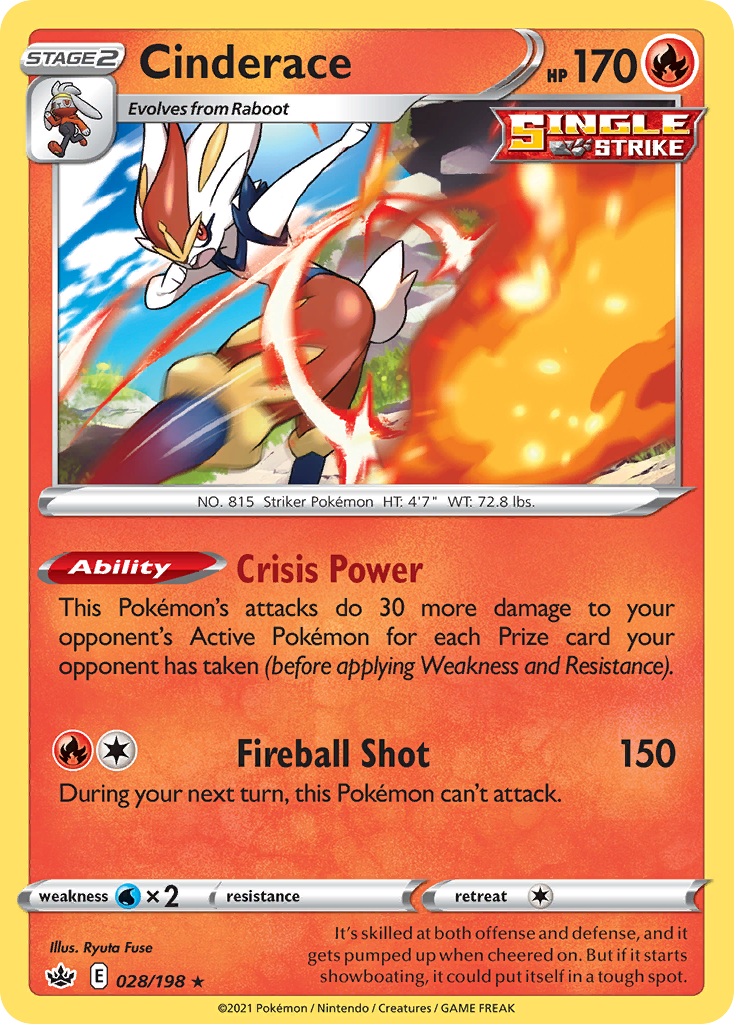 Chilling Reign Non - Holo Cinderace #28/198