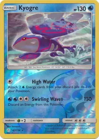 Cosmic Eclipse Kyogre #53/236 reverse holo