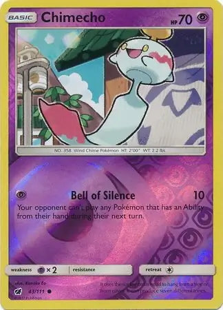 Crimson Invasion Chimecho #43/111 reverse holo