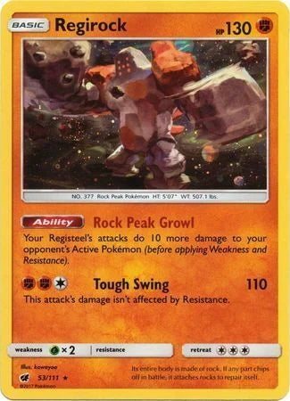 Crimson Invasion Cosmos Holo Regirock #53/111