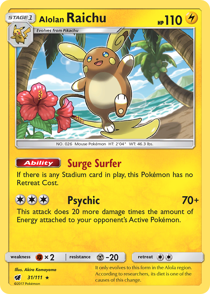 Crimson Invasion Non - Holo Alolan Raichu #31/111