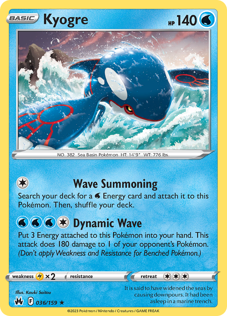 Crown Zenith Holo Kyogre #36/159