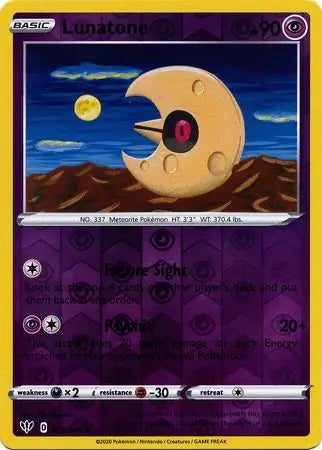 Darkness Ablaze Lunatone #72/189 reverse holo