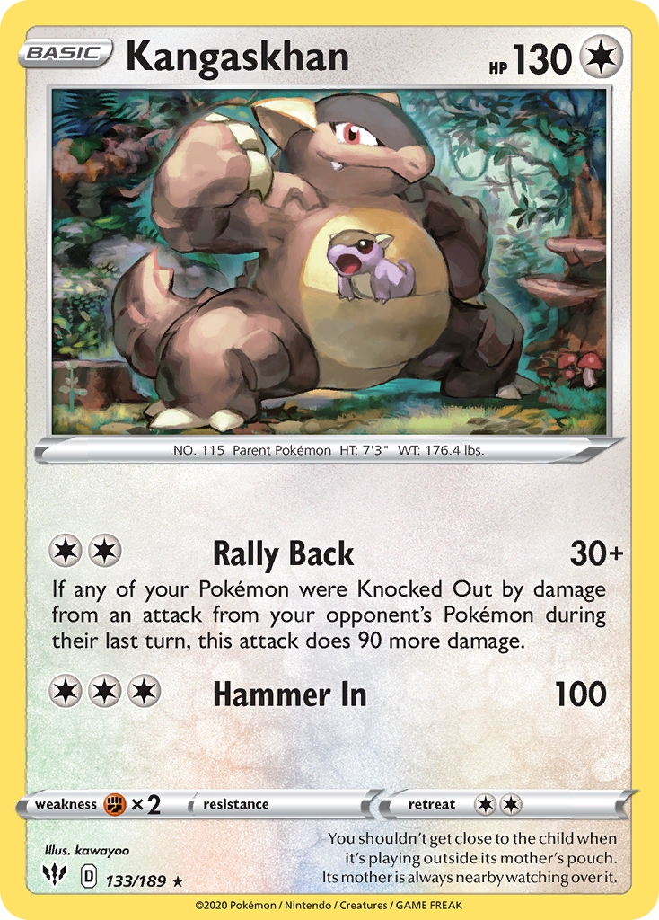Darkness Ablaze Non - Holo Kangaskhan #133/189 reverse holo