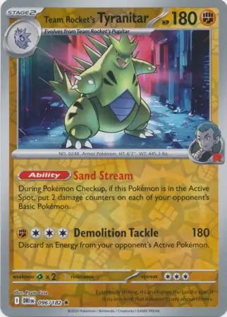 Destined Rivals Team Rocket's Tyranitar #96/182 reverse holo