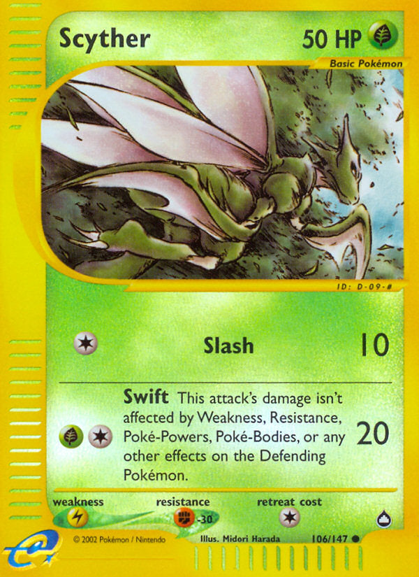 E-Series Aquapolis Scyther #106/147 reverse holo