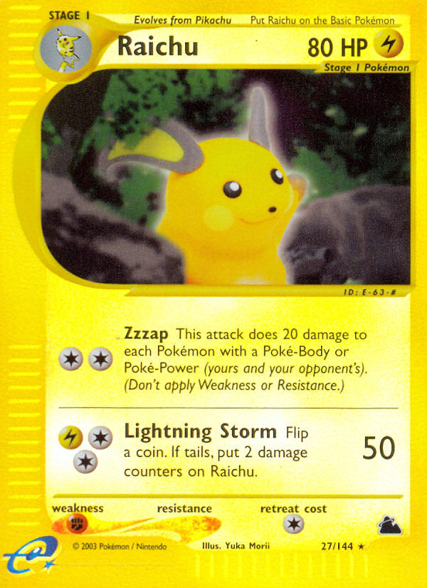 E-Series Skyridge Raichu #27/144 reverse holo