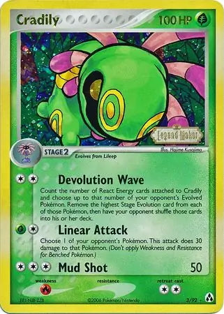 EX Legend Maker Cradily #3/92 reverse holo