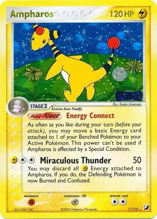 EX Unseen Forces Ampharos #1/115 reverse holo