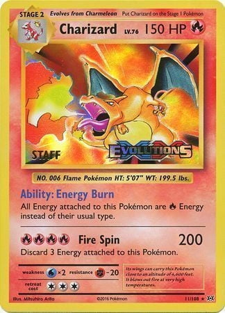Evolutions Holo Charizard #11 Staff Prerelease Promo