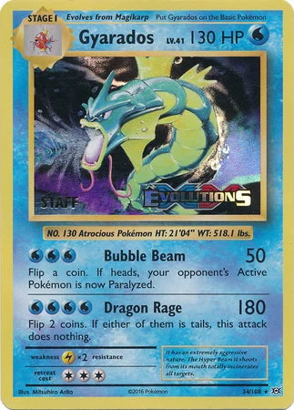 Evolutions Holo Gyarados #34 Staff Prerelease Promo