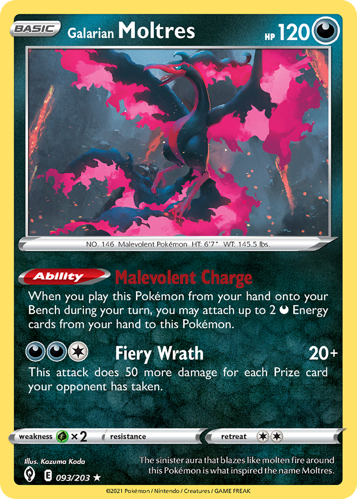 Evolving Skies Holo Galarian Moltres #93/203