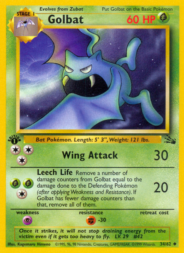 Fossil set Golbat #34/62 first edition