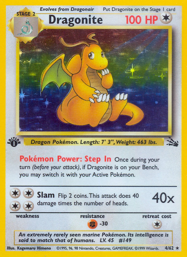 Fossil set Holo Dragonite #4/62 first edition