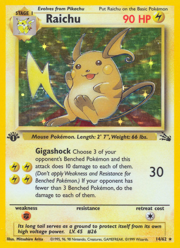 Fossil set Holo Raichu #14/62 first edition