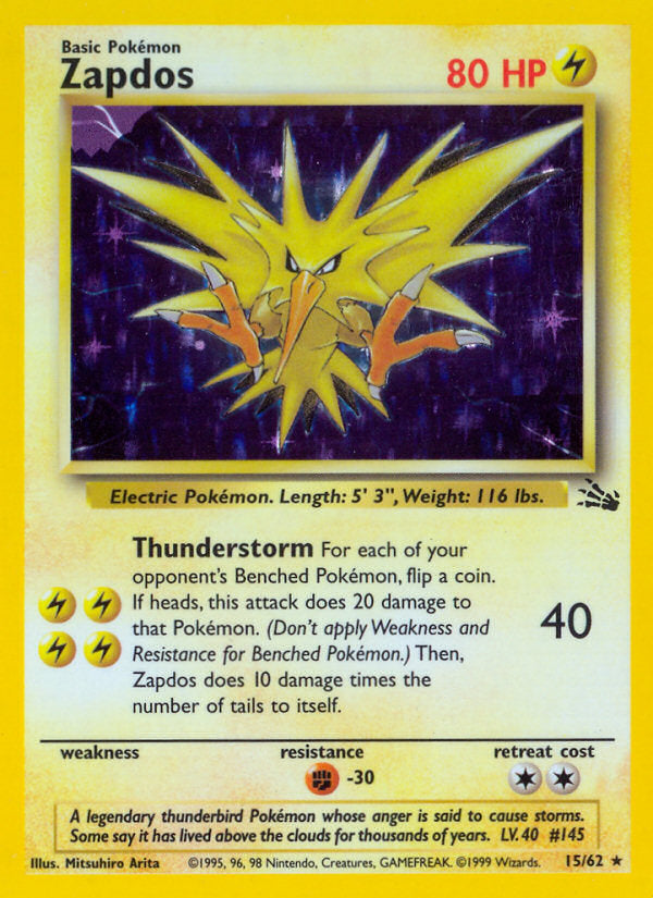 Fossil set Holo Zapdos #15/62 unlimited