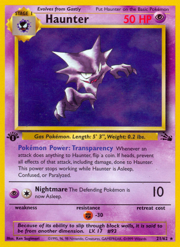 Fossil set Non Holo Haunter #21/62 first edition