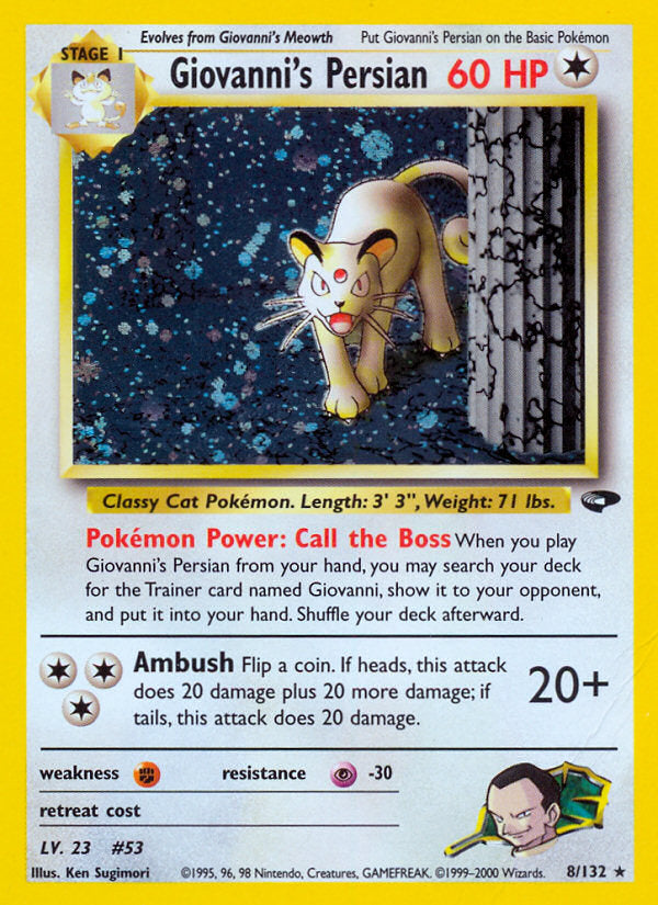 Gym Challenge Holo Giovanni's Persian #8/132 unlimited