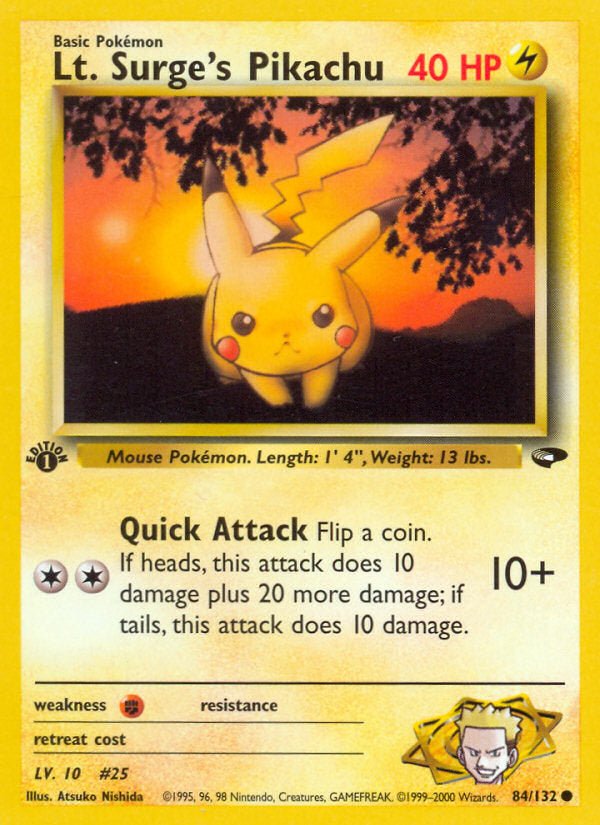 Gym Challenge Lt. Surge's Pikachu #84/132 first edition